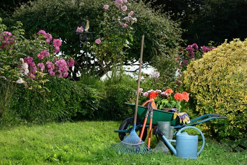 Inspector reviewing gardening work documents on site